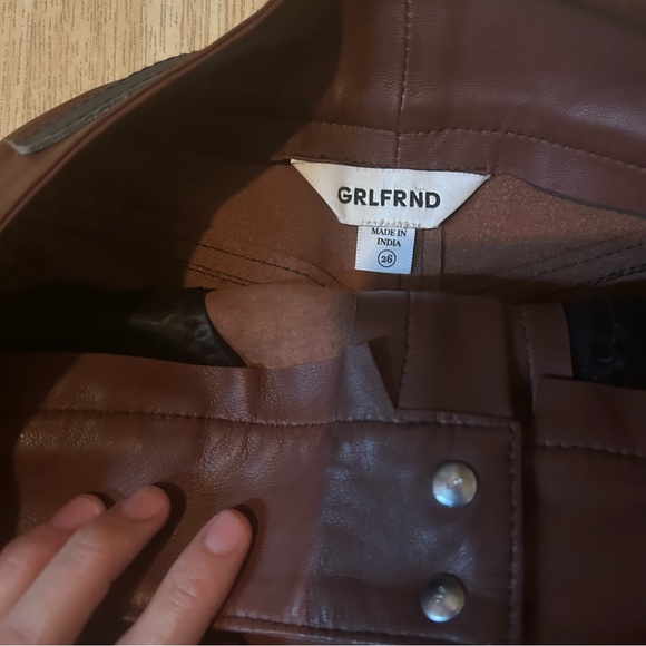 GRLFRND RHYE BARREL LEG LEATHER HIGH WASIT PANTS size 26 - Picture 2 of 4